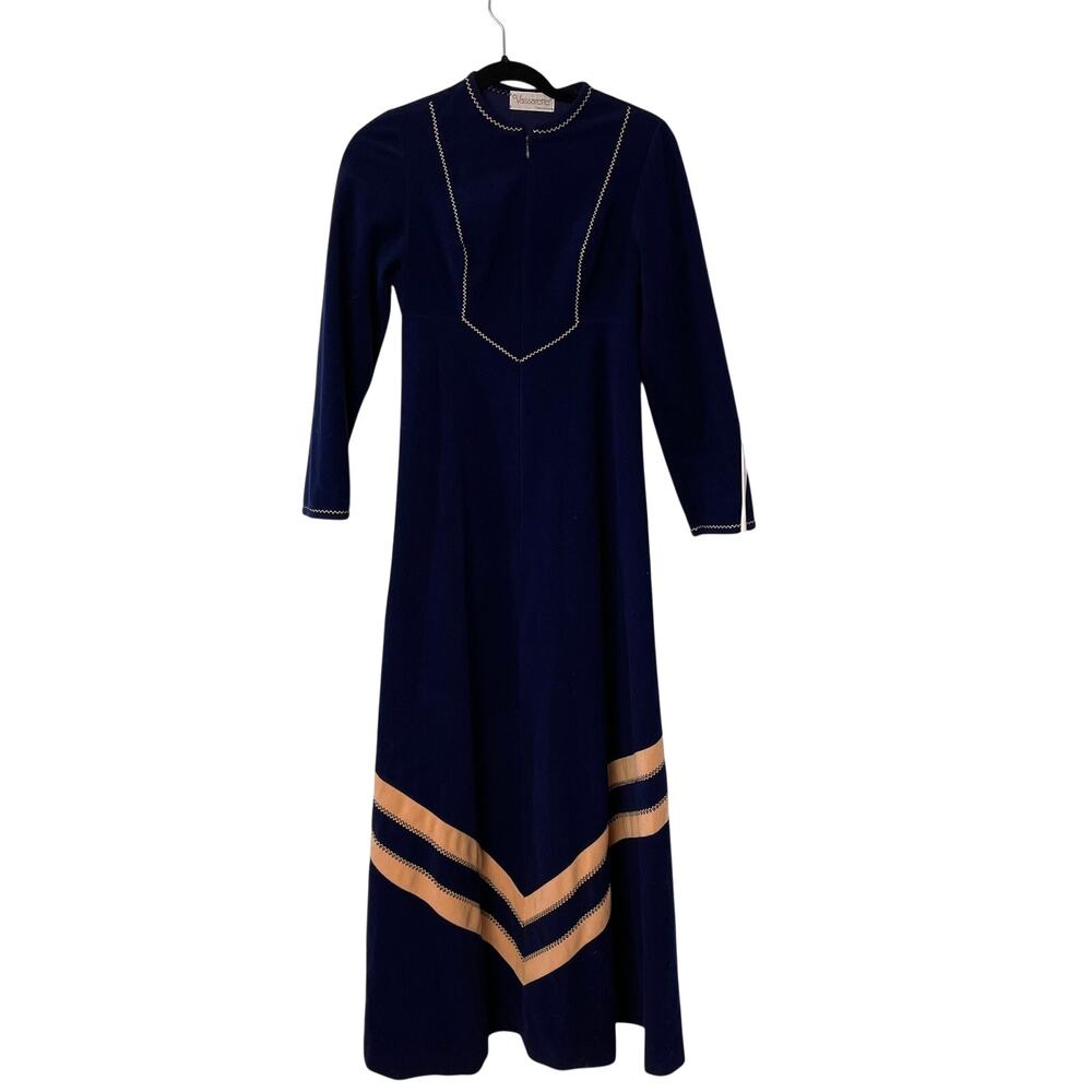 Vintage 60s Housecoat Vassarette USA Velour XS or 7 Zip Long A Line Robe
